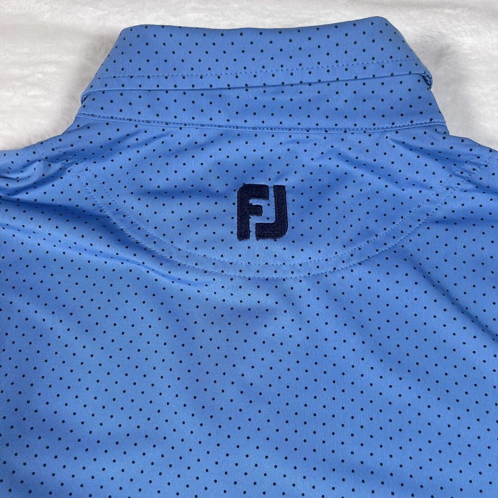 FootJoy Golf Men's Medium Stretch Light Blue Polka Dots Pullover Polo Shirt - Picture 7 of 9